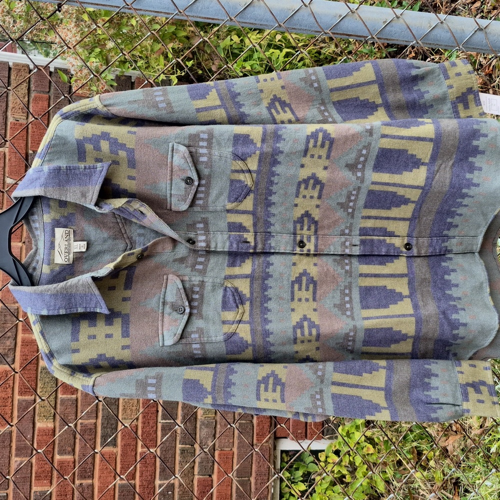 Overland Independance Jacquard Reservior Long Sleeve Button Down Shirt Sz XL NWT